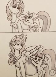 Size: 600x820 | Tagged: safe, artist:zalla661, character:princess cadance, character:princess flurry heart, oc, oc:malinae, parent:applejack, parents:canon x oc, species:pony, species:unicorn, adult, age progression, belly, birthmark, comic, cute, cutedance, flurrybetes, impossibly large belly, mama cadence, mama flurry, multiple pregnancy, ocbetes, offspring, older, older flurry heart, parent:oc:niku, pregnant