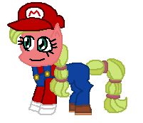 Size: 201x173 | Tagged: safe, artist:drypony198, cap, clothing, cowboys and equestrians, crossover, gloves, hat, mad (tv series), mad magazine, maplejack, mario, mario's hat, shoes, super mario bros.