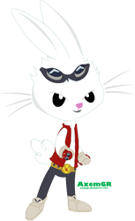 Size: 2033x3323 | Tagged: safe, artist:axemgr, character:angel bunny, goggles, high res, king kazma, male, semi-anthro, solo, summer wars