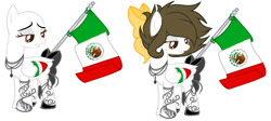 Size: 3696x1656 | Tagged: safe, artist:angelamusic13, oc, oc:marie, species:pegasus, species:pony, bald, bow, female, flag, mare, mexico, simple background, solo, tail bow, white background