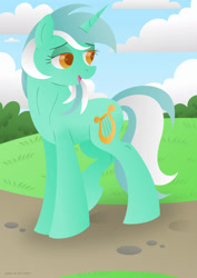 Size: 1280x1811 | Tagged: safe, artist:lavenderrain24, character:lyra heartstrings, species:pony, species:unicorn, female, lidded eyes, lineless, mare, road, solo