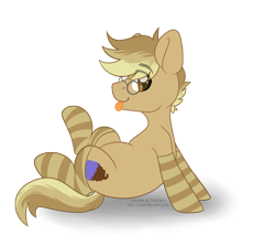 Size: 4584x4091 | Tagged: safe, artist:hellishprogrammer, oc, oc only, oc:clockwork (ice1517), parent:derpy hooves, parent:doctor whooves, parents:doctorderpy, species:earth pony, species:pony, icey-verse, clothing, glasses, heart eyes, male, next generation, offspring, simple background, sitting, socks, solo, stallion, striped socks, tongue out, transparent background, wingding eyes, ych result