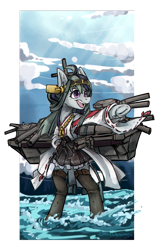 Size: 1378x2167 | Tagged: safe, artist:lonerdemiurge_nail, character:marble pie, species:pony, bipedal, clothing, cosplay, costume, female, kantai collection, kongou, shipmare, solo