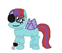 Size: 202x173 | Tagged: safe, artist:drypony198, oc, oc:dizzy pinwheel, species:pegasus, species:pony, animatronic, cowboys and equestrians, crossover, female, five nights at freddy's, foxy, hook, mad (tv series), mad magazine, mare, picture for breezies, species swap