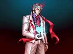 Size: 1750x1300 | Tagged: safe, artist:brother-lionheart, character:king sombra, species:human, crystal heart, gradient background, humanized, jojo's bizarre adventure, male, solo