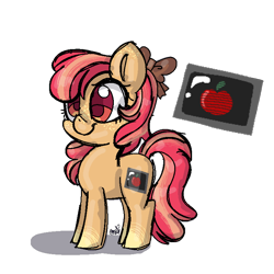 Size: 768x768 | Tagged: safe, artist:awoomarblesoda, oc, oc:lickety split, parent:apple bloom, parent:button mash, parents:buttonbloom, species:earth pony, species:pony, female, filly, offspring, simple background, solo, transparent background