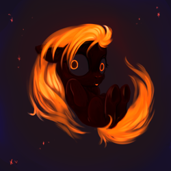 Size: 1280x1280 | Tagged: safe, artist:kovoranu, species:earth pony, species:pony, black hole, black hole pony, blep, curled up, female, hooves to the chest, looking at you, mare, messier 87, ponified, silly, solo, three quarter view, tongue out