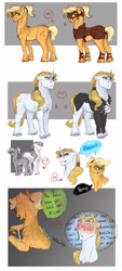 Size: 1280x2831 | Tagged: safe, artist:joan-grace, character:applejack, character:prince blueblood, species:earth pony, species:pony, species:unicorn, ship:bluejack, alternate universe, bluejack, clothing, colored sketch, female, horn ring, insult, male, mare, shipping, stallion, straight