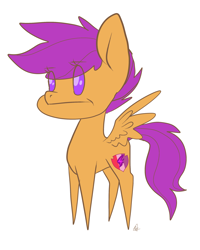 Size: 2000x2500 | Tagged: safe, artist:katyusha, character:scootaloo, species:pegasus, species:pony, angry, disgruntled, female, filly, pointy ponies, spread wings, wings