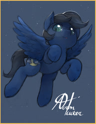 Size: 1280x1656 | Tagged: safe, artist:alts-art, oc, oc only, oc:night skies, species:pegasus, species:pony, colored sketch, cute, female, filly, flying, looking down, night, signature, simple background, sketch, solo, spread wings, stars, wings
