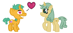 Size: 471x214 | Tagged: safe, artist:drypony198, character:snails, oc, oc:daylight savings, species:pony, species:unicorn, canon x oc, colt, cowboys and equestrians, crack shipping, female, floating heart, heart, heart eyes, mad (tv series), mad magazine, male, mare, profile, shipping, simple background, straight, white background, wingding eyes