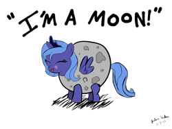 Size: 2048x1536 | Tagged: safe, artist:judhudson, character:princess luna, species:pony, blushing, costume, female, filly, moon, solo, woona