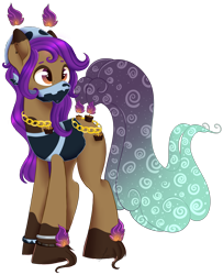 Size: 2184x2685 | Tagged: safe, artist:beashay, oc, oc:reese, female, mask, original species, scented pony, simple background, solo, transparent background
