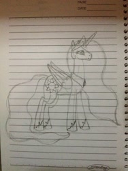 Size: 2448x3264 | Tagged: safe, artist:don2602, character:princess celestia, species:alicorn, species:pony, female, lined paper, notebook, solo, traditional art