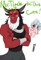 Size: 567x839 | Tagged: safe, artist:tingsan, character:cozy glow, character:lord tirek, species:pegasus, species:pony, episode:the beginning of the end, g4, my little pony: friendship is magic, blushing, crossed arms, cute, don't dead open inside, female, filly, my little sister can't be this cute, nose piercing, nose ring, piercing, smiling, tirebetes, wat, wtf