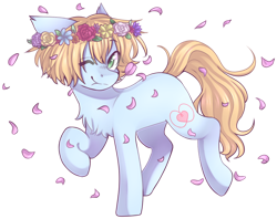 Size: 1024x810 | Tagged: safe, artist:shiromidorii, oc, oc:shiro, species:earth pony, species:pony, floral head wreath, flower, male, simple background, solo, stallion, transparent background