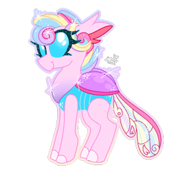 Size: 768x768 | Tagged: safe, artist:awoomarblesoda, oc, oc only, oc:confectionery, species:changeling, species:reformed changeling, changedling oc, changeling oc, female, pink changeling, simple background, solo, transparent background