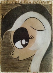 Size: 1497x2073 | Tagged: safe, artist:aracage, character:lyra heartstrings, species:pony, bedroom eyes, bust, female, photo, portrait, solo, traditional art
