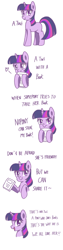 Size: 1080x4320 | Tagged: safe, artist:tastyrainbow, character:twilight sparkle, character:twilight sparkle (unicorn), species:pony, species:unicorn, g4, angry, blank flank, blushing, book, bookhorse, bust, comic, cute, dialogue, featured on derpibooru, female, floating heart, frown, glare, heart, hoof hold, hug, lidded eyes, looking at you, madorable, mare, missing cutie mark, open mouth, profile, simple, simple background, smiling, solo, sweet dreams fuel, talking to viewer, text, that pony sure does love books, three quarter view, truth, twi, twiabetes, white background, wholesome