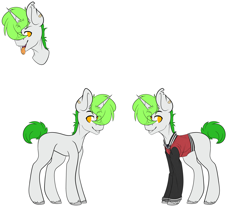 Size: 6000x5000 | Tagged: safe, artist:hellishprogrammer, oc, oc only, oc:starshine glow, species:pony, species:unicorn, clothing, ear piercing, earring, jacket, jewelry, male, open mouth, piercing, simple background, solo, stallion, tongue out, tongue piercing, unshorn fetlocks, white background