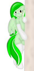 Size: 2585x5280 | Tagged: safe, artist:allrights, artist:notyobizz, edit, oc, oc only, oc:salad dressing, species:anthro, anthro oc, arm hooves, clothing, color edit, colored, female, shy, simple background, socks, solo, spread wings, transparent background, vector, wings