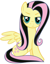 Size: 900x1145 | Tagged: safe, artist:mihaaaa, character:fluttershy, species:pegasus, species:pony, artifact, dyed hair, emoshy, female, mare, simple background, sitting, solo, transparent background, vector