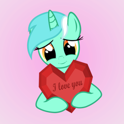 Size: 4000x4000 | Tagged: safe, artist:galekz, character:lyra heartstrings, species:pony, cute, female, heart, heartwarming, holiday, i love you, love, pink background, simple background, smiling, solo, valentine, valentine's day