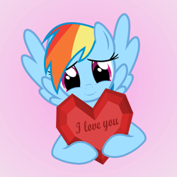 Size: 4000x4000 | Tagged: safe, artist:galekz, character:rainbow dash, species:pony, cute, female, heart, heartwarming, holiday, i love you, love, solo, valentine, valentine's day