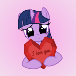 Size: 4000x4000 | Tagged: safe, artist:galekz, character:twilight sparkle, species:pony, cute, female, heart, heartwarming, holiday, i love you, love, solo, valentine, valentine's day