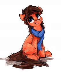 Size: 1497x1776 | Tagged: safe, artist:thefloatingtree, oc, oc only, species:earth pony, species:pony, clothing, scarf, simple background, sitting, solo, white background