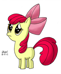 Size: 809x988 | Tagged: safe, artist:cartoon-eric, character:apple bloom, species:pony, bow, hair bow, puppy dog eyes