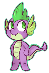 Size: 569x854 | Tagged: safe, artist:urbanqhoul, character:spike, species:dragon, colored pupils, cute, hand on hip, male, simple background, solo, spikabetes, transparent background
