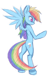 Size: 556x829 | Tagged: safe, artist:fajeh, character:rainbow dash, species:pony, bipedal, female, simple background, sketch, solo