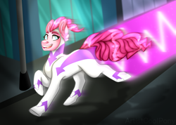 Size: 1600x1142 | Tagged: safe, artist:artistcoolpony, character:fili-second, character:pinkie pie, species:earth pony, species:pony, episode:power ponies, g4, my little pony: friendship is magic, female, solo, speed
