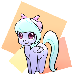 Size: 960x993 | Tagged: safe, artist:marikaefer, character:flitter, species:pegasus, species:pony, abstract background, ask flitter and cloudchaser, blushing, bow, chibi, colored pupils, cute, female, flitterbetes, hair bow, looking up, mare, open mouth, smiling, solo