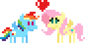 Size: 172x88 | Tagged: safe, artist:ponett, character:fluttershy, character:rainbow dash, ship:flutterdash, animated, female, lesbian, pixel art, shipping