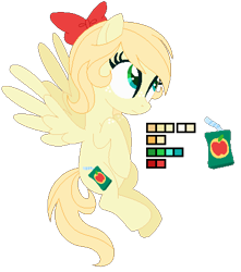 Size: 399x452 | Tagged: safe, artist:awoomarblesoda, oc, oc:apple juice, parent:applejack, parent:fluttershy, parents:appleshy, species:pegasus, species:pony, female, magical lesbian spawn, mare, offspring, reference sheet, simple background, solo, transparent background