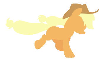 Size: 339x201 | Tagged: safe, artist:iknowpony, character:applejack, species:earth pony, species:pony, animated, clothing, female, gif, hat, lineless, mare, running, solo