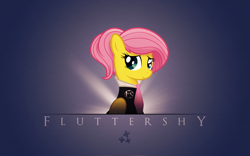Size: 1920x1200 | Tagged: source needed, safe, artist:vexx3, edit, character:fluttershy, clothing, female, solo, suit, vector, wallpaper, wallpaper edit