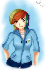 Size: 463x738 | Tagged: safe, artist:jeglegator, artist:sylphan, character:rainbow dash, species:human, female, humanized, solo