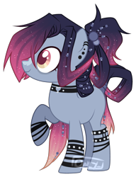 Size: 2172x2826 | Tagged: safe, artist:owl-clockwork, base used, oc, oc:emo night, parent:toe-tapper, parent:torch song, parents:torchtapper, species:earth pony, species:pony, female, mare, offspring, simple background, solo, transparent background