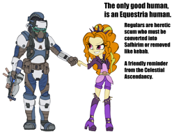 Size: 3300x2550 | Tagged: safe, artist:great-5, character:adagio dazzle, my little pony:equestria girls, celestial ascendancy, crossover, humanity fuck no, misanthropy, propaganda, remove kebab, safhira, soldier, starlight (series)