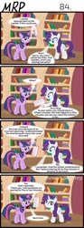 Size: 800x2153 | Tagged: safe, artist:umneem, character:rarity, character:twilight sparkle, character:twilight sparkle (alicorn), species:alicorn, species:pony, species:unicorn, comic:my rational pony, book, bookshelf, comic, explicit series, female, golden oaks library, mare, notes