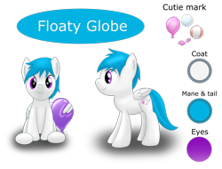 Size: 2726x2071 | Tagged: safe, artist:bladedragoon7575, oc, oc only, oc:floaty globe, species:pegasus, species:pony, balloon, beach ball, bubble, bubblegum, cutie mark, food, gum, male, reference sheet, simple background, solo, stallion, transparent background, wing hold