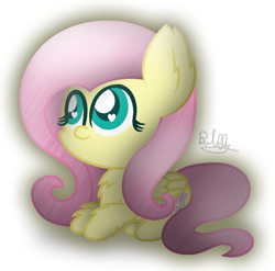 Size: 1132x1117 | Tagged: safe, artist:bubbly-storm, character:fluttershy, species:pegasus, species:pony, chest fluff, chibi, cute, ear fluff, female, fluffy, heart eyes, leg fluff, mare, prone, shyabetes, signature, simple background, solo, speedpaint available, transparent background, wingding eyes