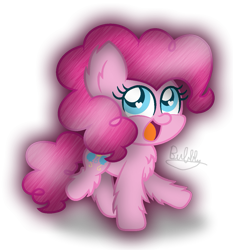 Size: 1153x1239 | Tagged: safe, artist:bubbly-storm, character:pinkie pie, species:pony, chest fluff, cute, diapinkes, ear fluff, female, fluffy, heart eyes, leg fluff, open mouth, simple background, solo, transparent background, wingding eyes