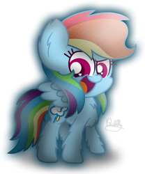 Size: 1120x1348 | Tagged: safe, artist:bubbly-storm, character:rainbow dash, species:pegasus, species:pony, chest fluff, chibi, cute, dashabetes, ear fluff, female, fluffy, heart eyes, leg fluff, mare, open mouth, simple background, solo, speedpaint available, transparent background, wingding eyes