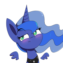 Size: 1800x1800 | Tagged: safe, artist:whitelie, character:princess luna, species:alicorn, species:pony, bust, female, floating wings, mare, portrait, simple background, solo, transparent background, wings