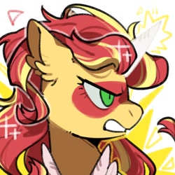 Size: 500x500 | Tagged: safe, artist:snowillusory, character:daydream shimmer, character:sunset shimmer, species:pony, angry, daydream shimmer, equestria girls ponified, female, icon, ponified, side view, sparkles