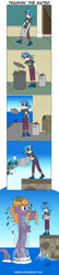 Size: 814x3803 | Tagged: safe, artist:pheeph, character:dj pon-3, character:steven magnet, character:vinyl scratch, old master q, my little pony:equestria girls, comic, dumping, horn, parody, rubbish, trash, trash can, water